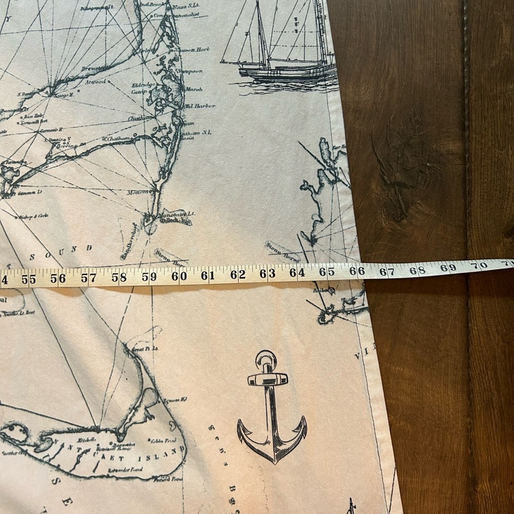 Nautical Anchor Print Cotton Shower Curtain - Picture 4 of 5